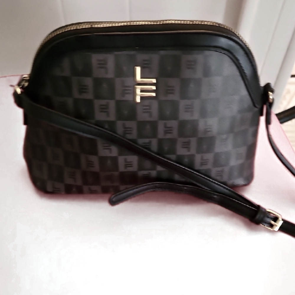 LF Checkered Black and Gold Crossbody Bag.LikeNew